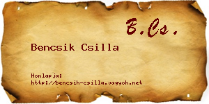 Bencsik Csilla névjegykártya